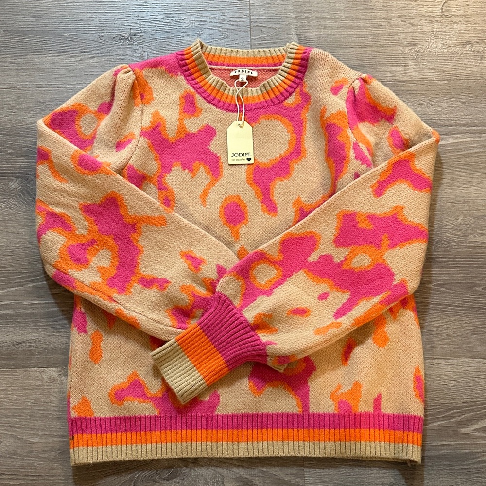 JODIFL Pink and Orange Patterned Sweater